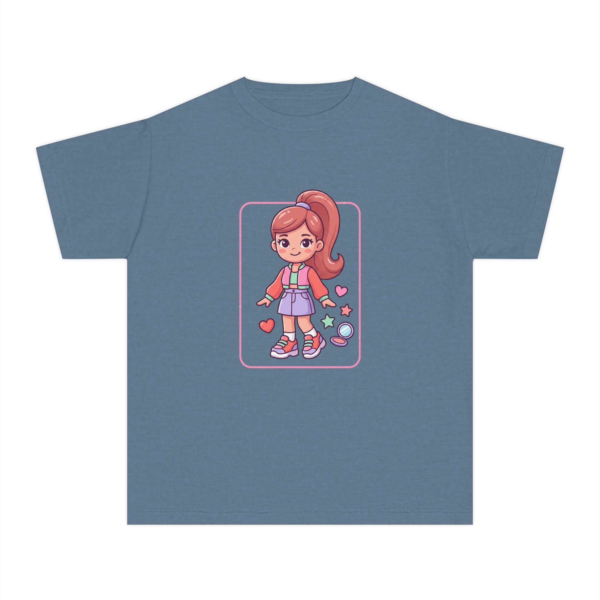 Cute Gamer Girl Youth Tee — Kawaii Cartoon Character Shirt for Kids