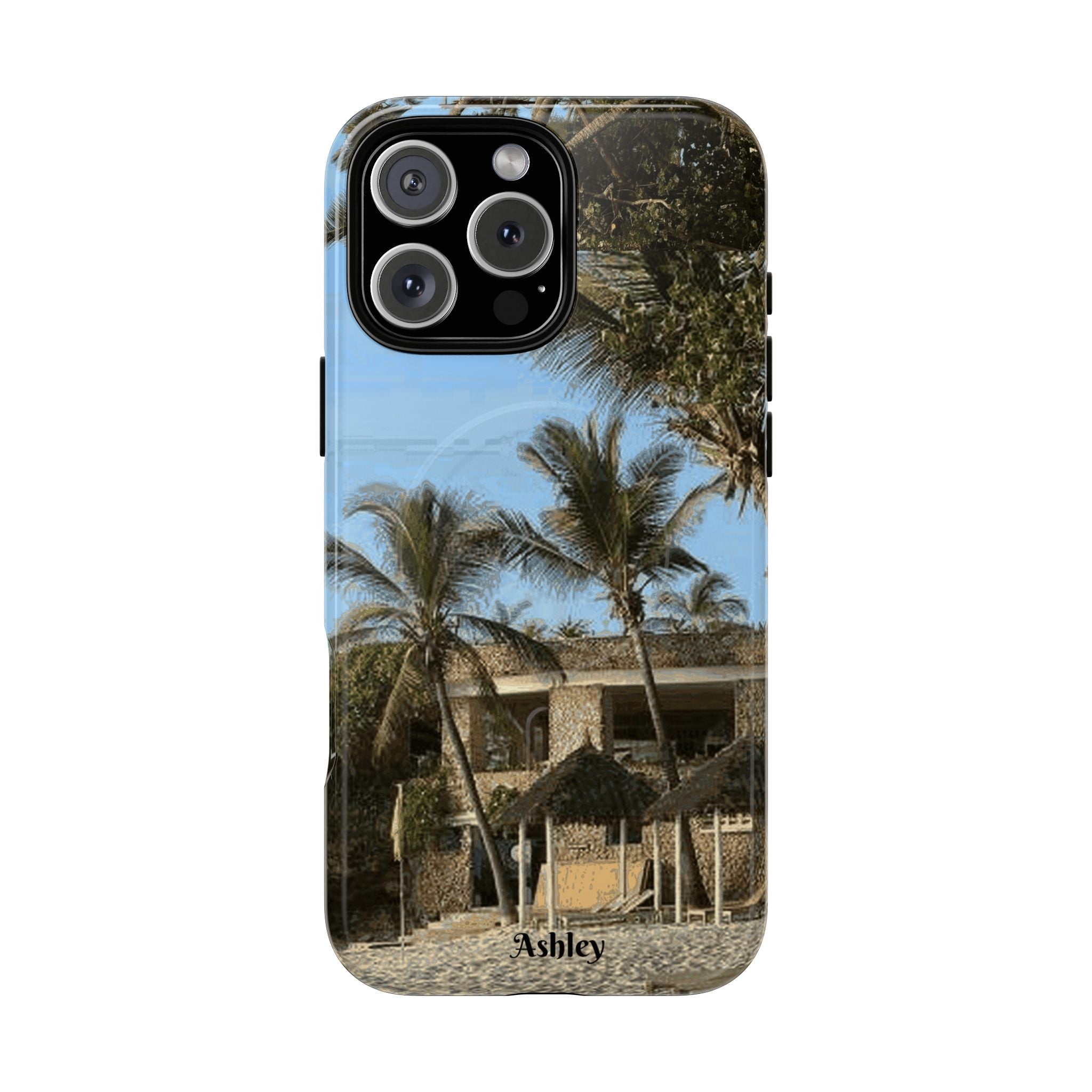 Tropical Palm Beach Magnetic Phone Case — Customizable 'Ashley' Seaside Design