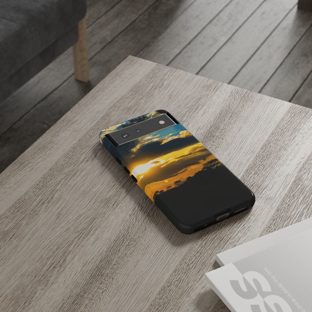 Sunset Sky Tough Phone Case – Durable Protective Phone Cover with Golden Clouds Design