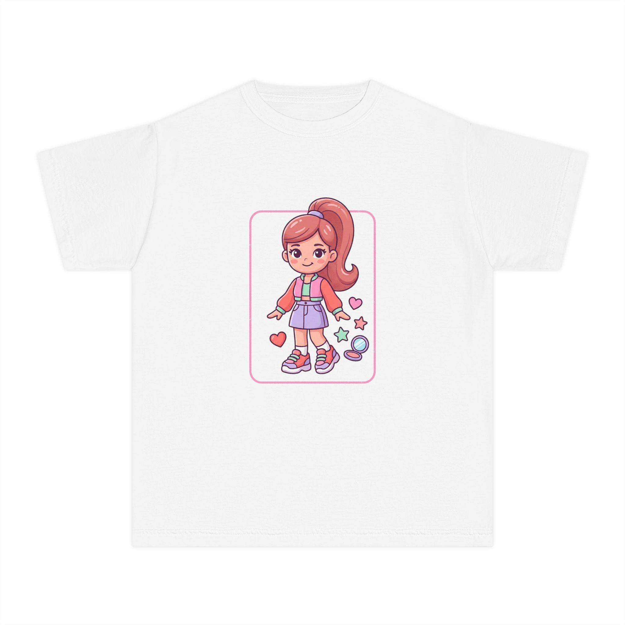Cute Gamer Girl Youth Tee — Kawaii Cartoon Character Shirt for Kids