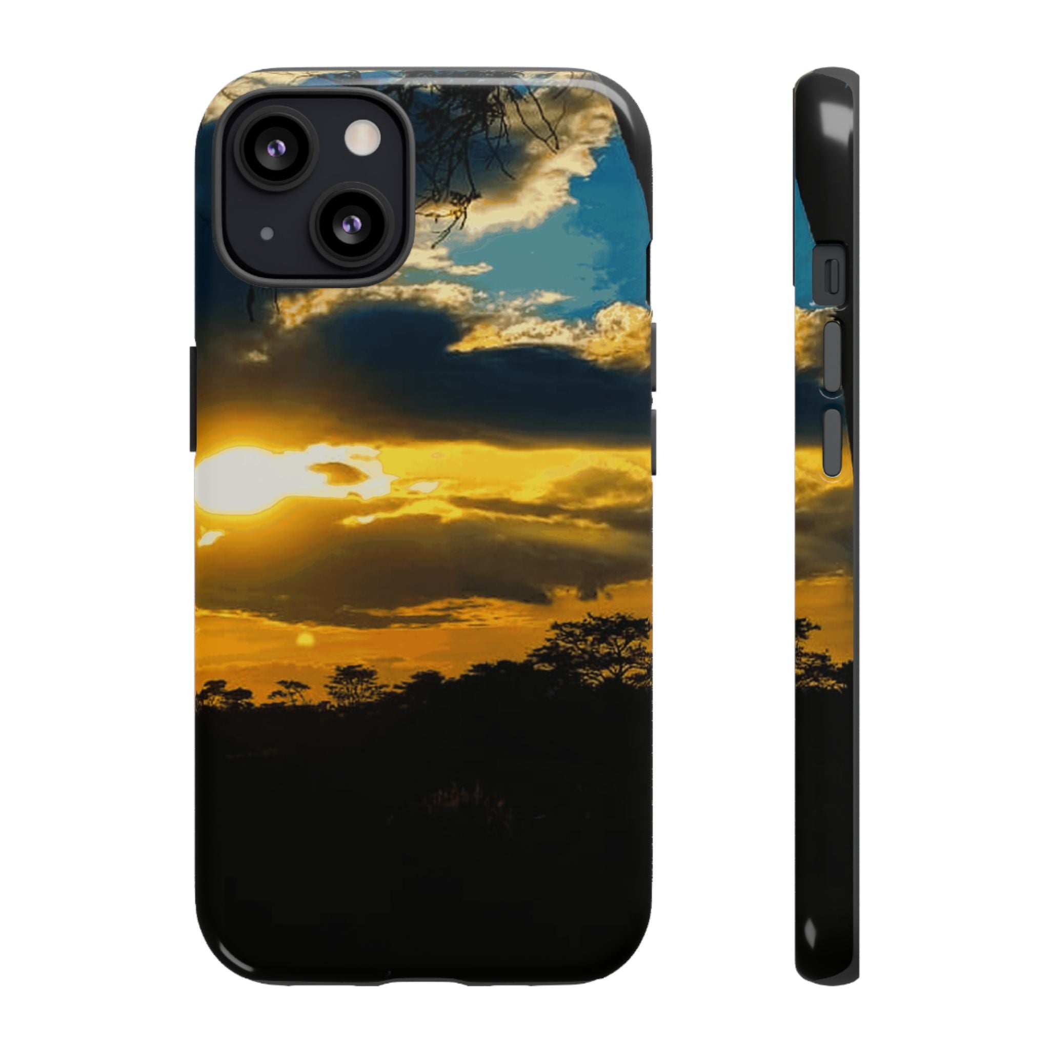 Sunset Sky Tough Phone Case – Durable Protective Phone Cover with Golden Clouds Design