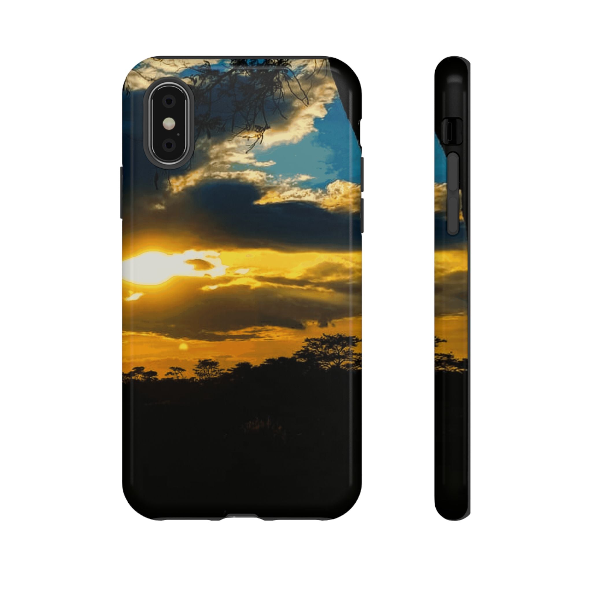 Sunset Sky Tough Phone Case – Durable Protective Phone Cover with Golden Clouds Design