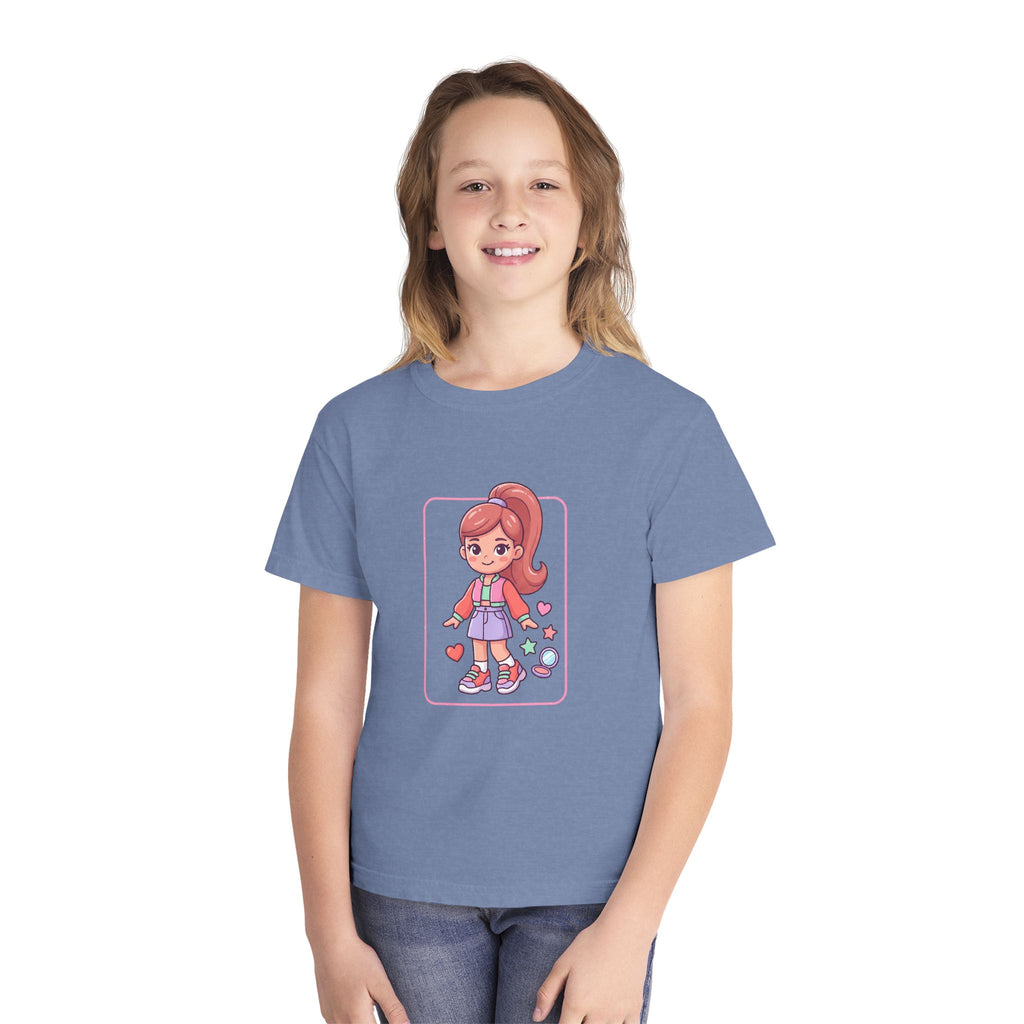 Cute Gamer Girl Youth Tee — Kawaii Cartoon Character Shirt for Kids