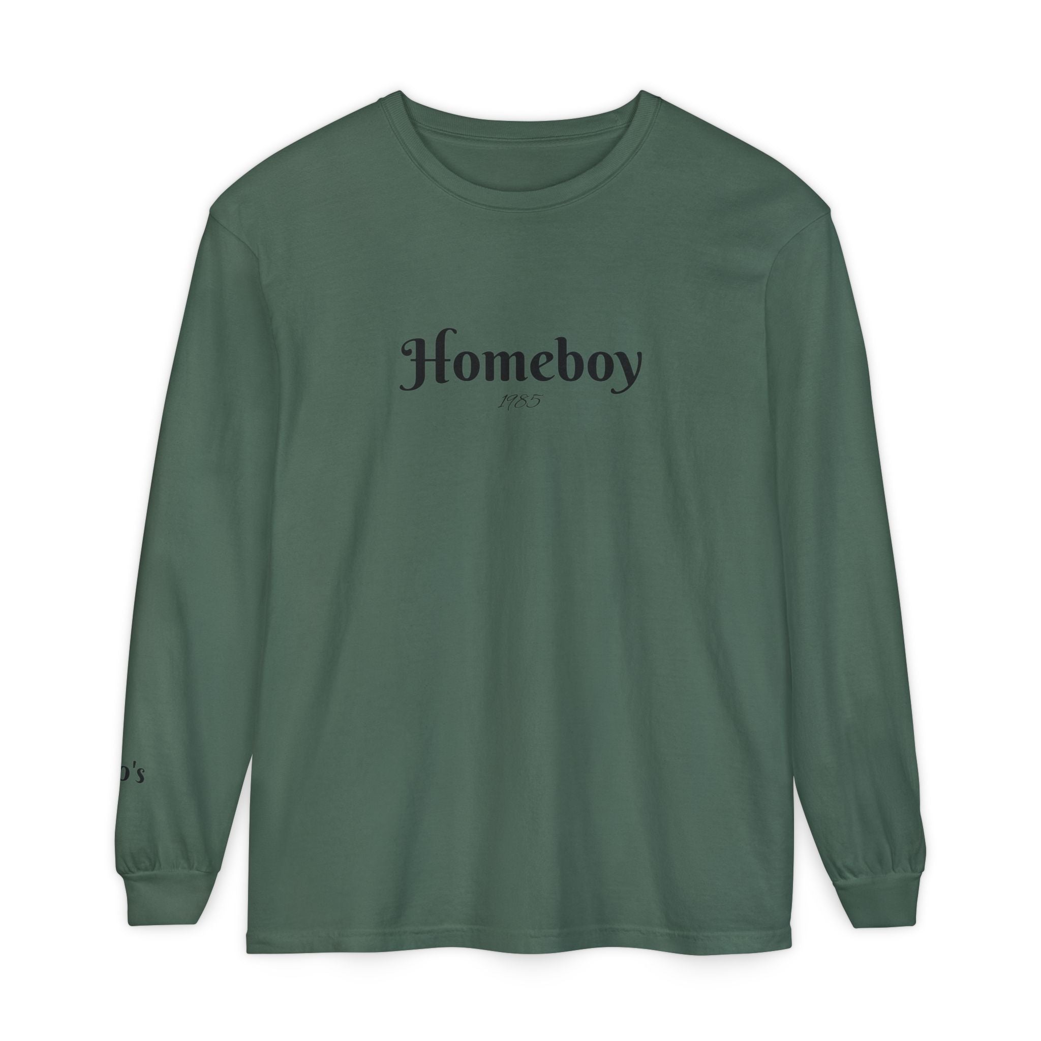 Homeboy Long Sleeve Tee — Vintage Script Logo White Shirt