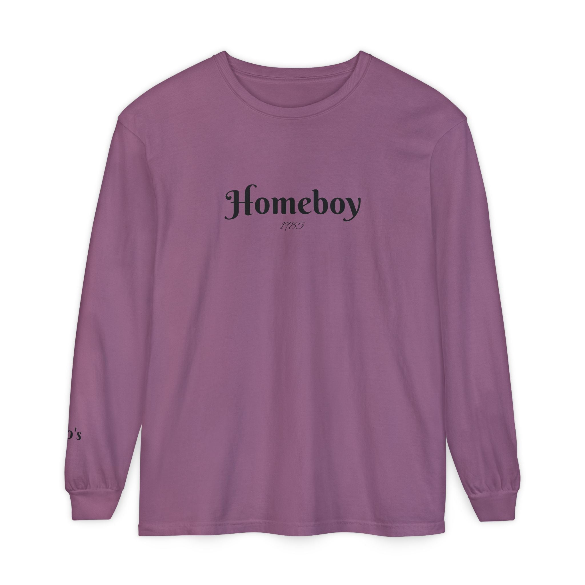 Homeboy Long Sleeve Tee — Vintage Script Logo White Shirt