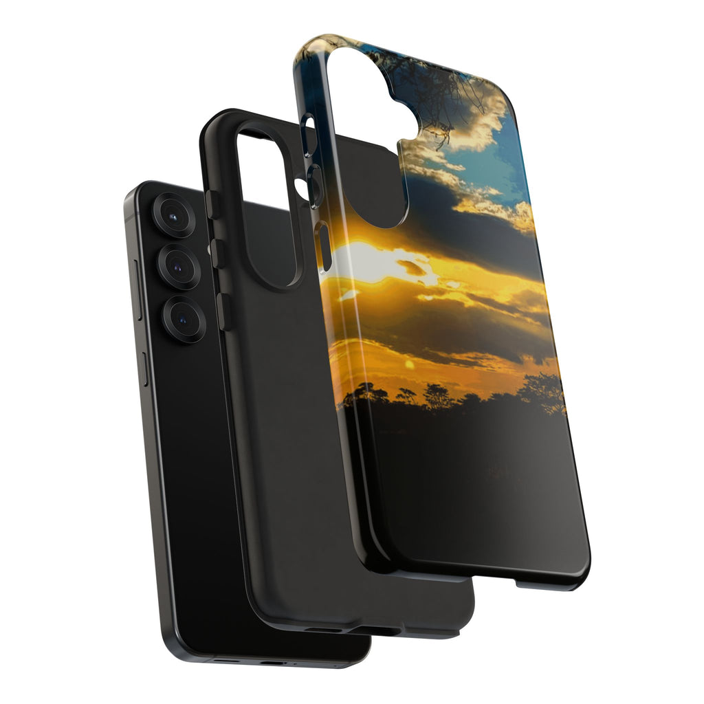 Sunset Sky Tough Phone Case – Durable Protective Phone Cover with Golden Clouds Design