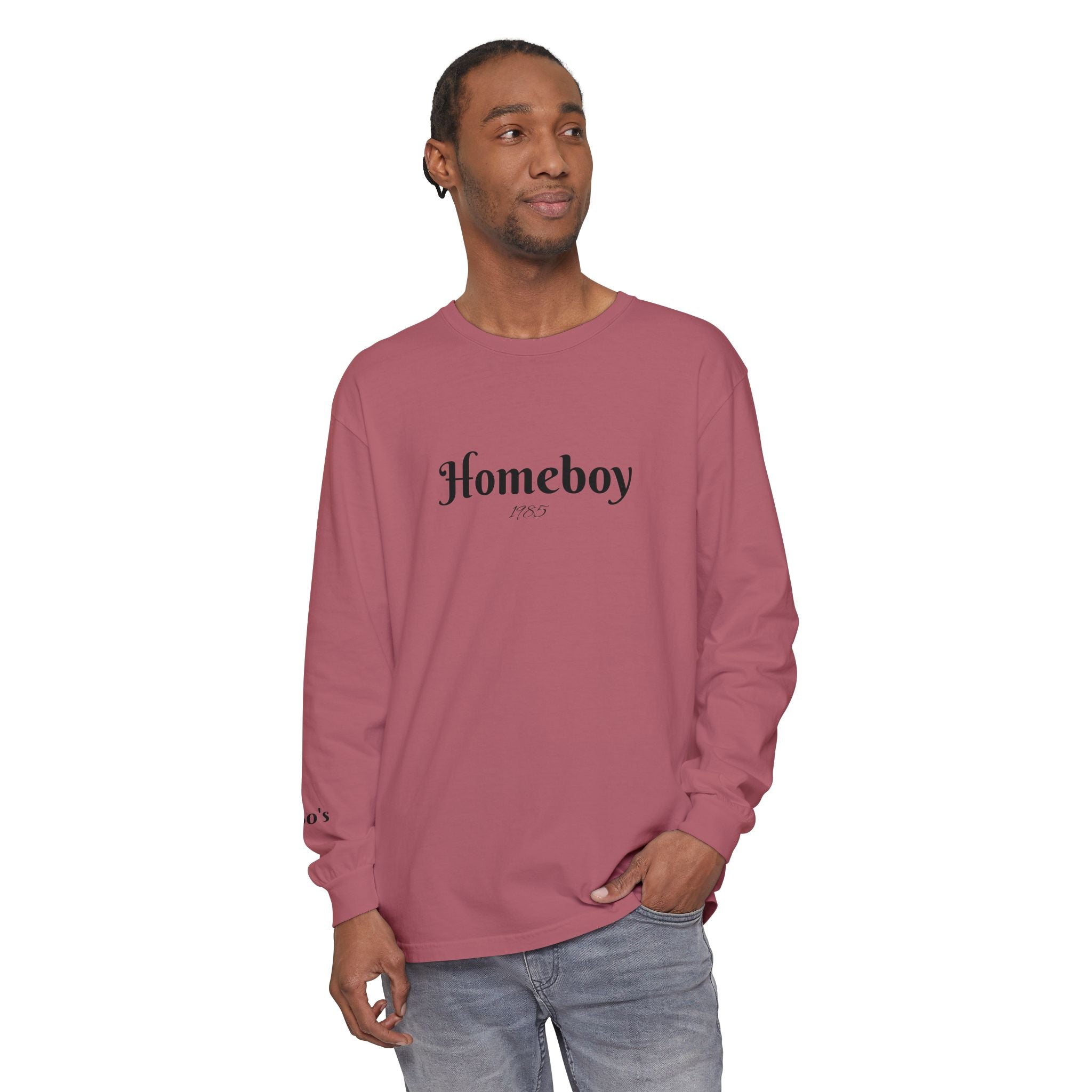 Homeboy Long Sleeve Tee — Vintage Script Logo White Shirt