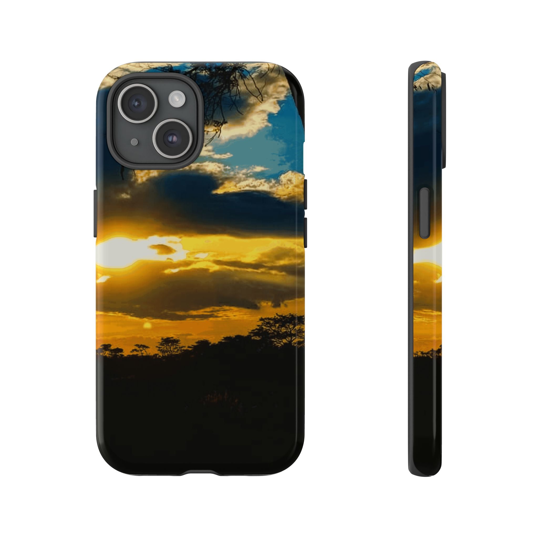 Sunset Sky Tough Phone Case – Durable Protective Phone Cover with Golden Clouds Design